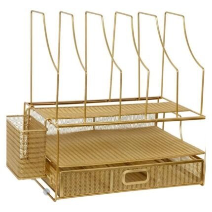 Goodlifery Premium Gold Metal Dish Drying Rack With Storage Organizer For Kitchen
