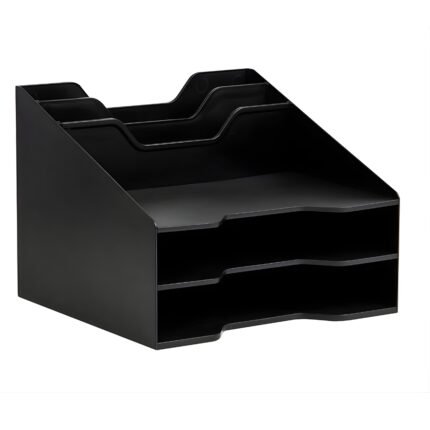 Goodlifery Black Desk Organizer With Multi Tier Document Letter Tray Storage Office